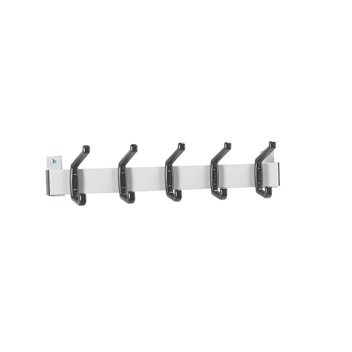 Coat rail – eurokraft basic, white aluminium, pack of 2, 5 plastic hooks-3