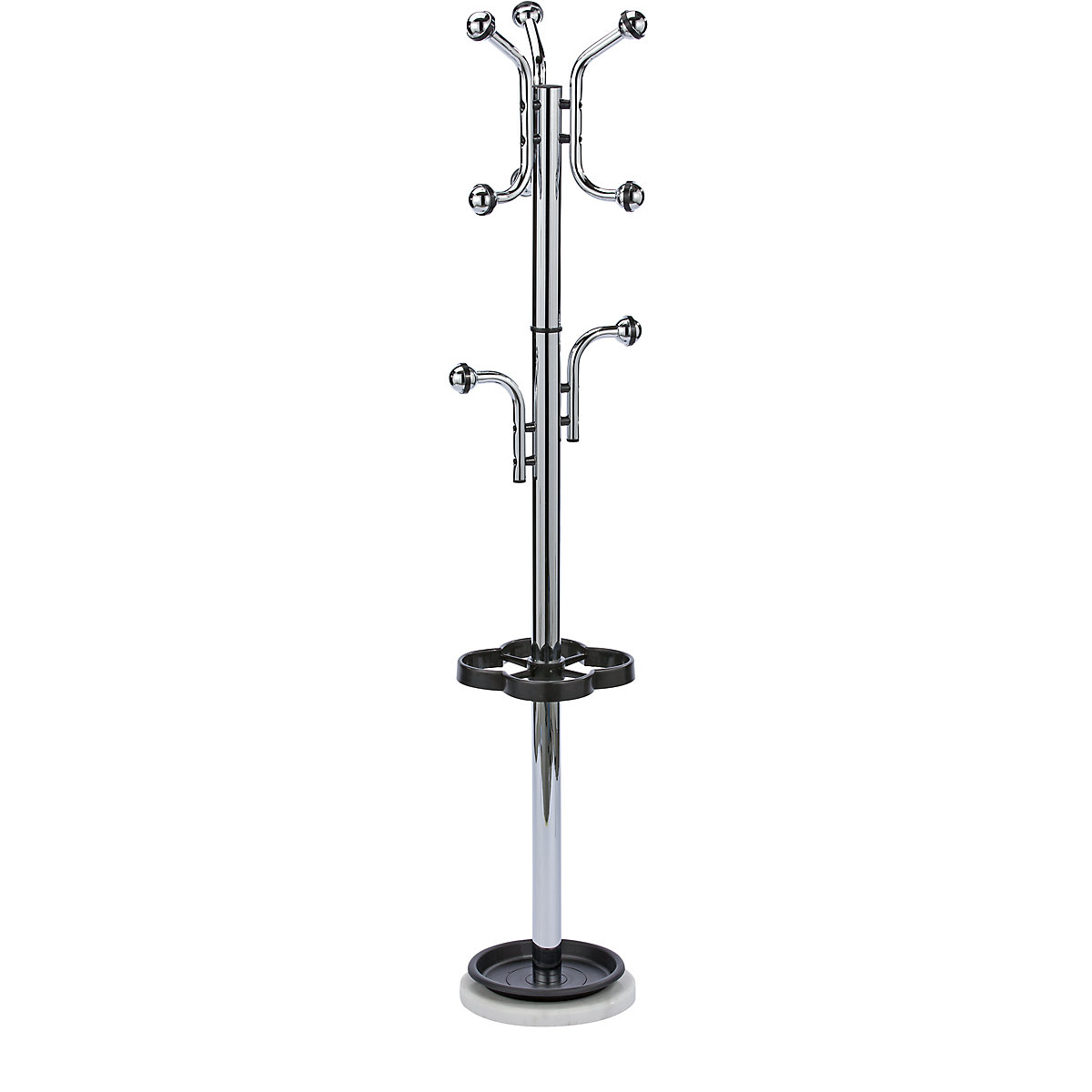 Coat stand with chrome coloured hook balls, height 1680 mm, Ø 300 mm, chrome plated-3