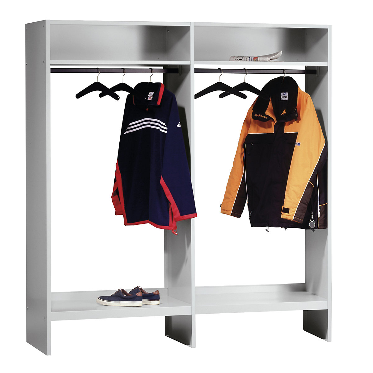 Open coat rack – Wolf, light grey RAL 7035, with 20 coat hangers-4
