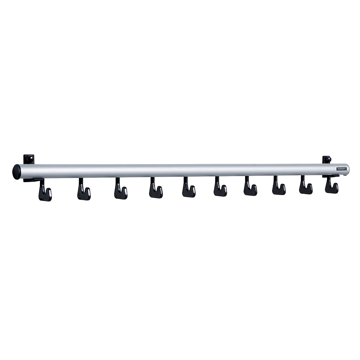 Wall mounted coat rack – eurokraft pro, HxD 80 x 80 mm, 10 hooks, width 1000 mm, pack of 1-4