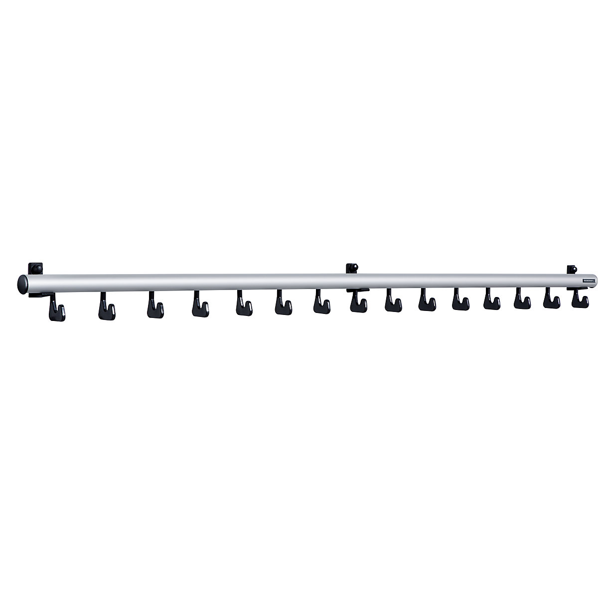 Wall mounted coat rack – eurokraft pro, HxD 80 x 80 mm, 15 hooks, width 1500 mm, pack of 1-2