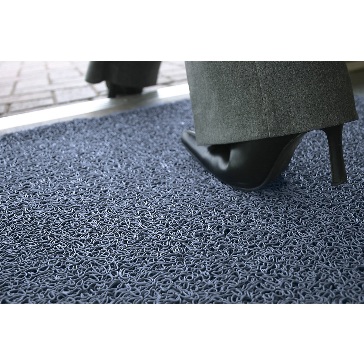Entrance matting, flame resistant, width 1200 mm, sold by the metre, blue