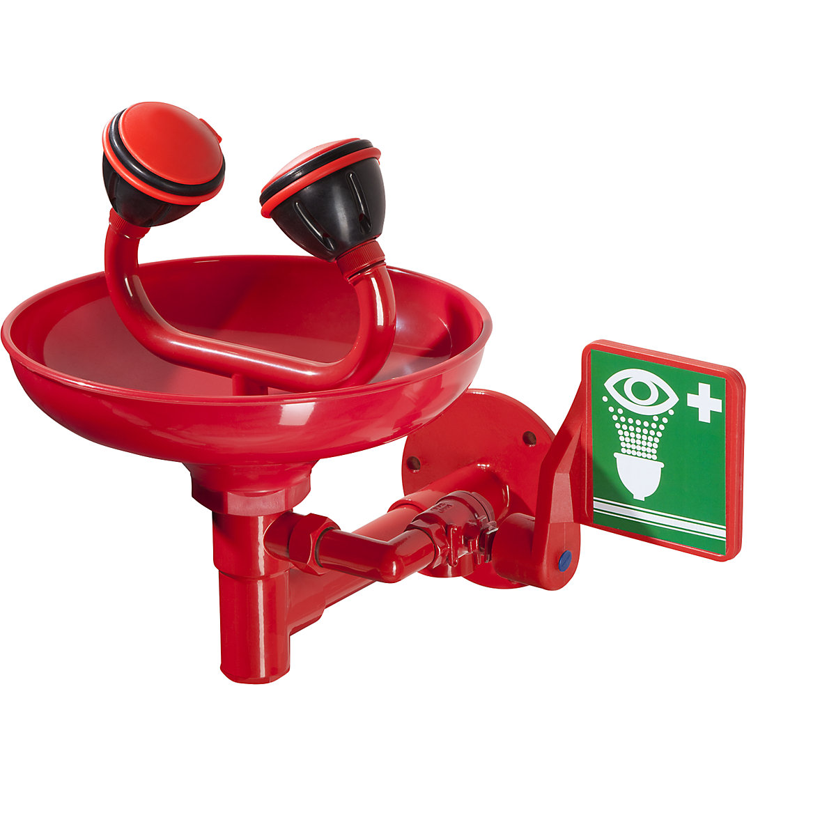 Eye shower with basin and two spray heads, HxD 260 x 395 mm, red-2