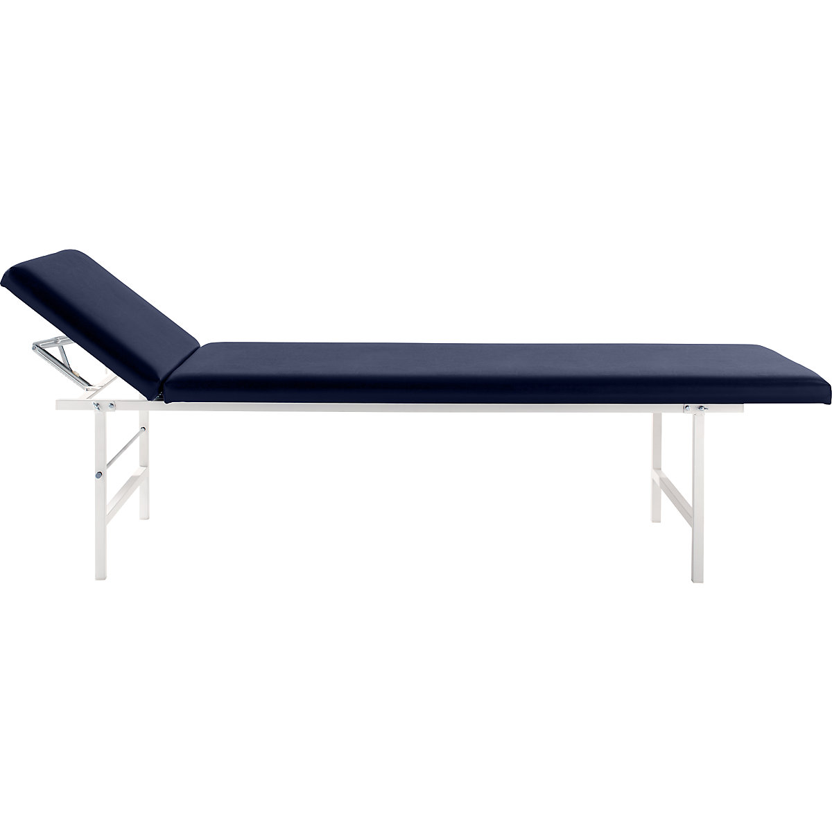 SÖHNGEN – First-aid room couch, adjustable head piece, dark blue fabric covering