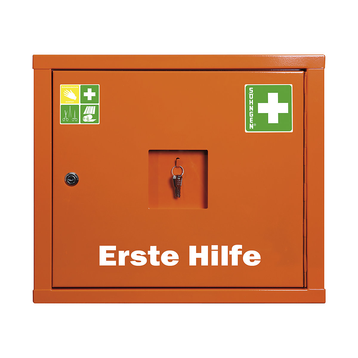 SÖHNGEN – First aid cupboard, DIN 13157, without contents, signal orange, depth 200 mm, HxW 420 x 490 mm