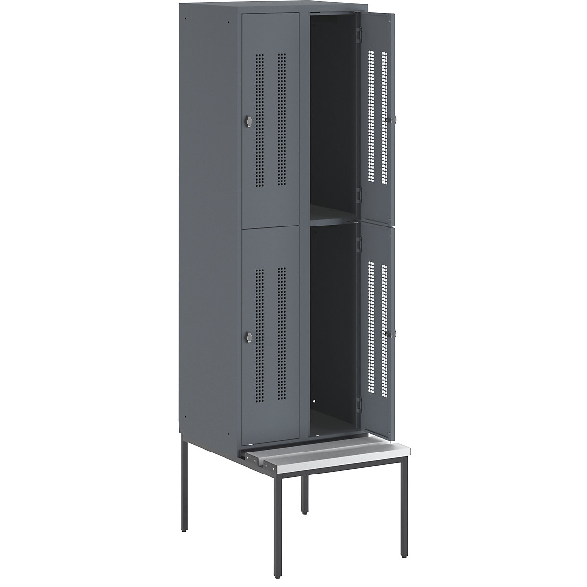 Berlin 1 bench seat double deck clothes locker - Wolf