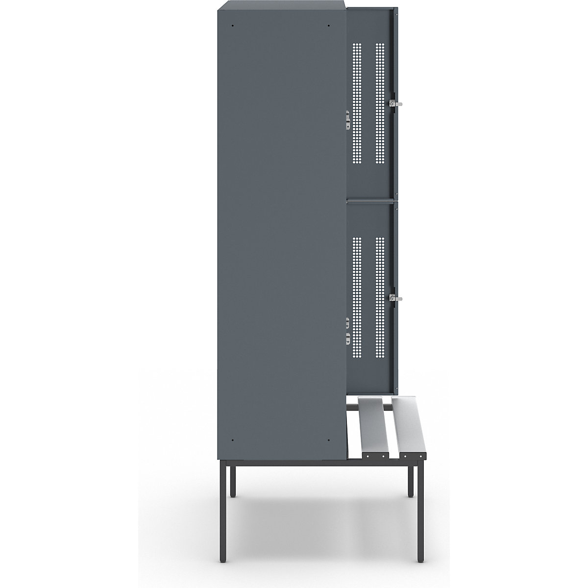 Berlin 1 bench seat double deck clothes locker – Wolf (Product illustration 4)-3