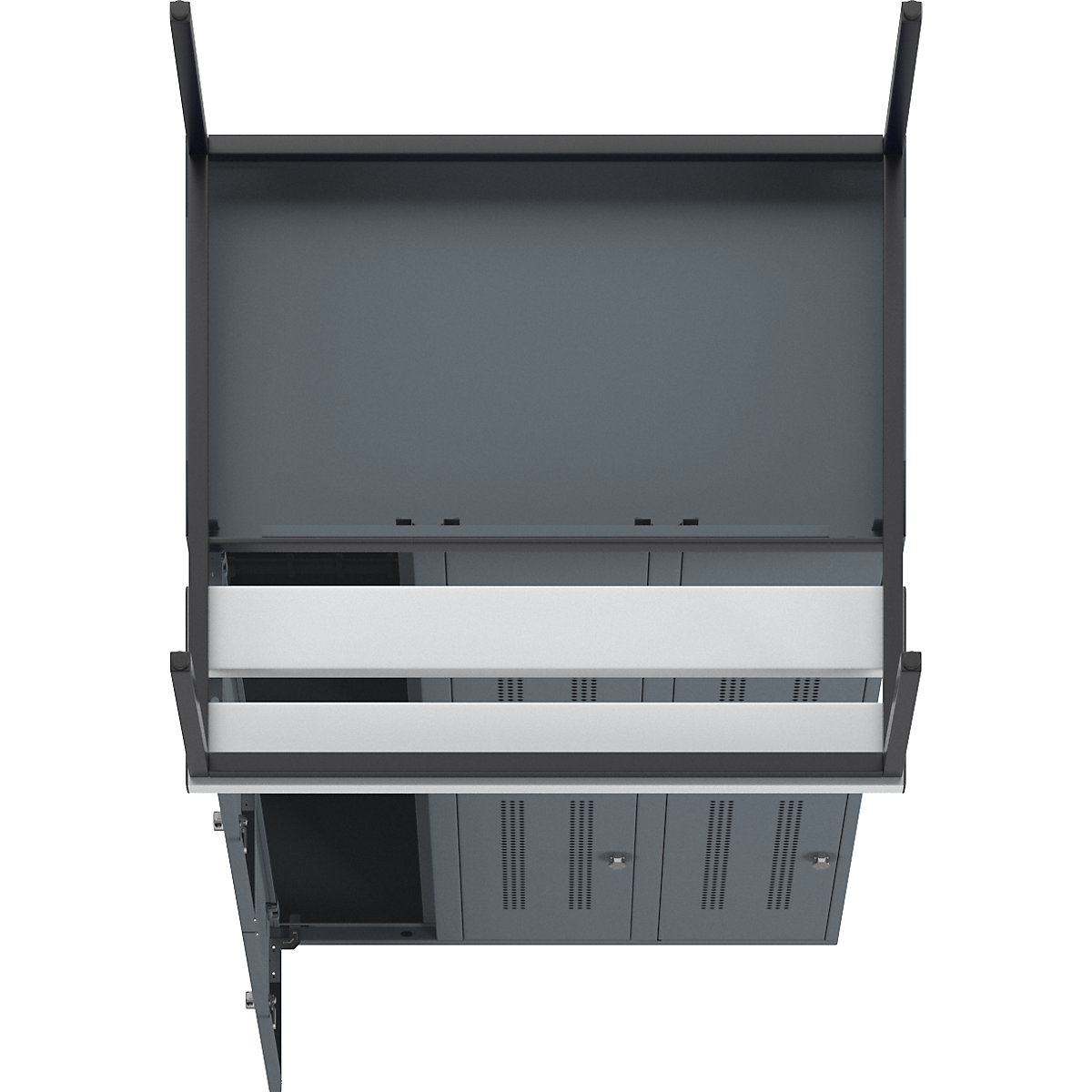 Berlin 1 bench seat double deck clothes locker – Wolf (Product illustration 7)-6