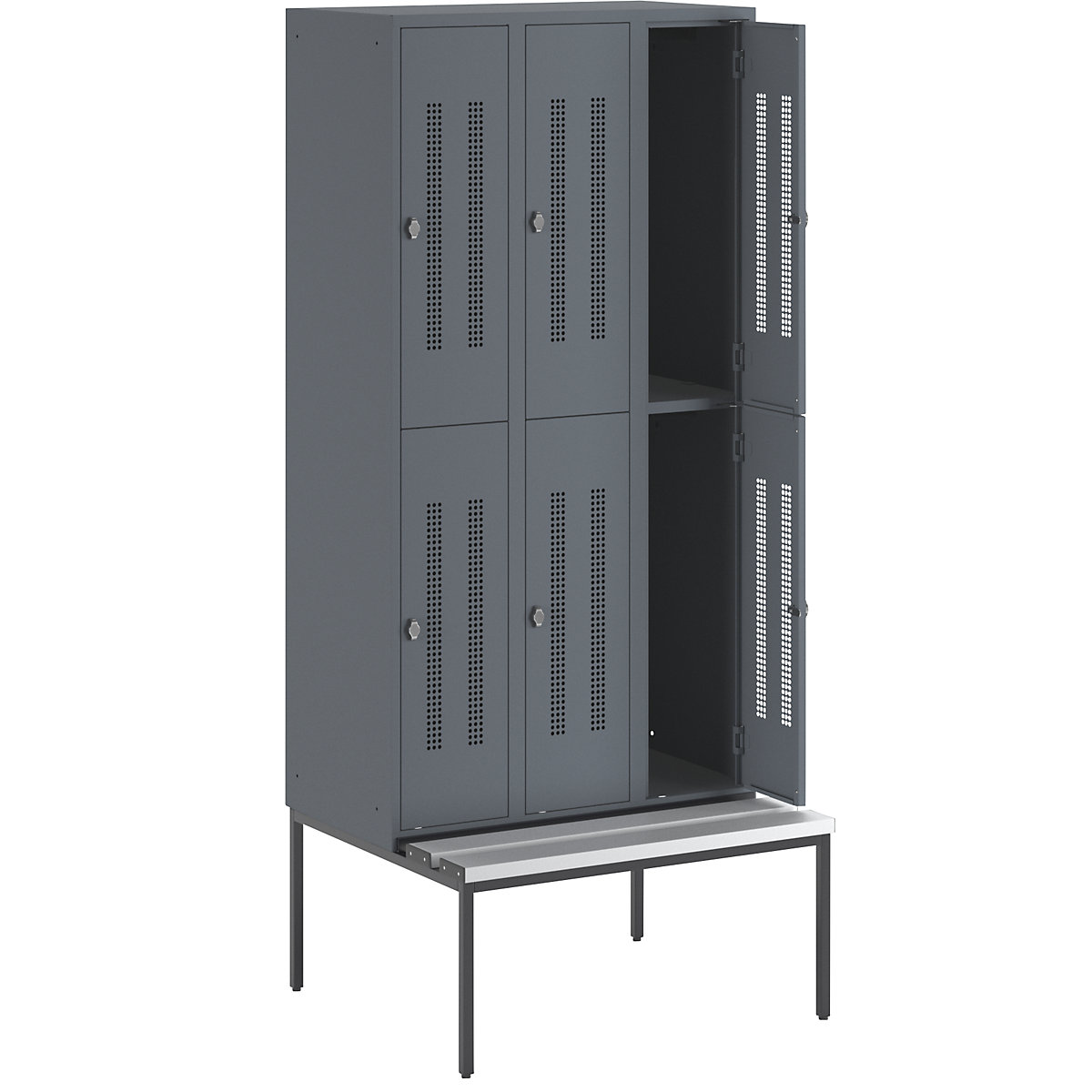 Berlin 1 bench seat double deck clothes locker - Wolf