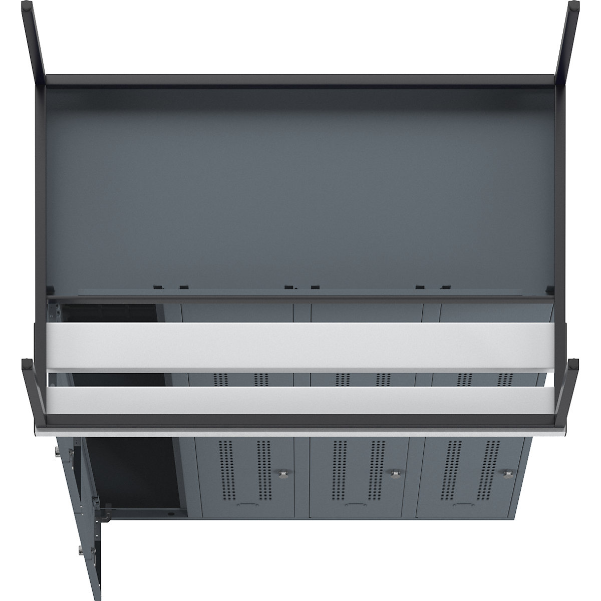 Berlin 1 bench seat double deck clothes locker – Wolf (Product illustration 7)-6