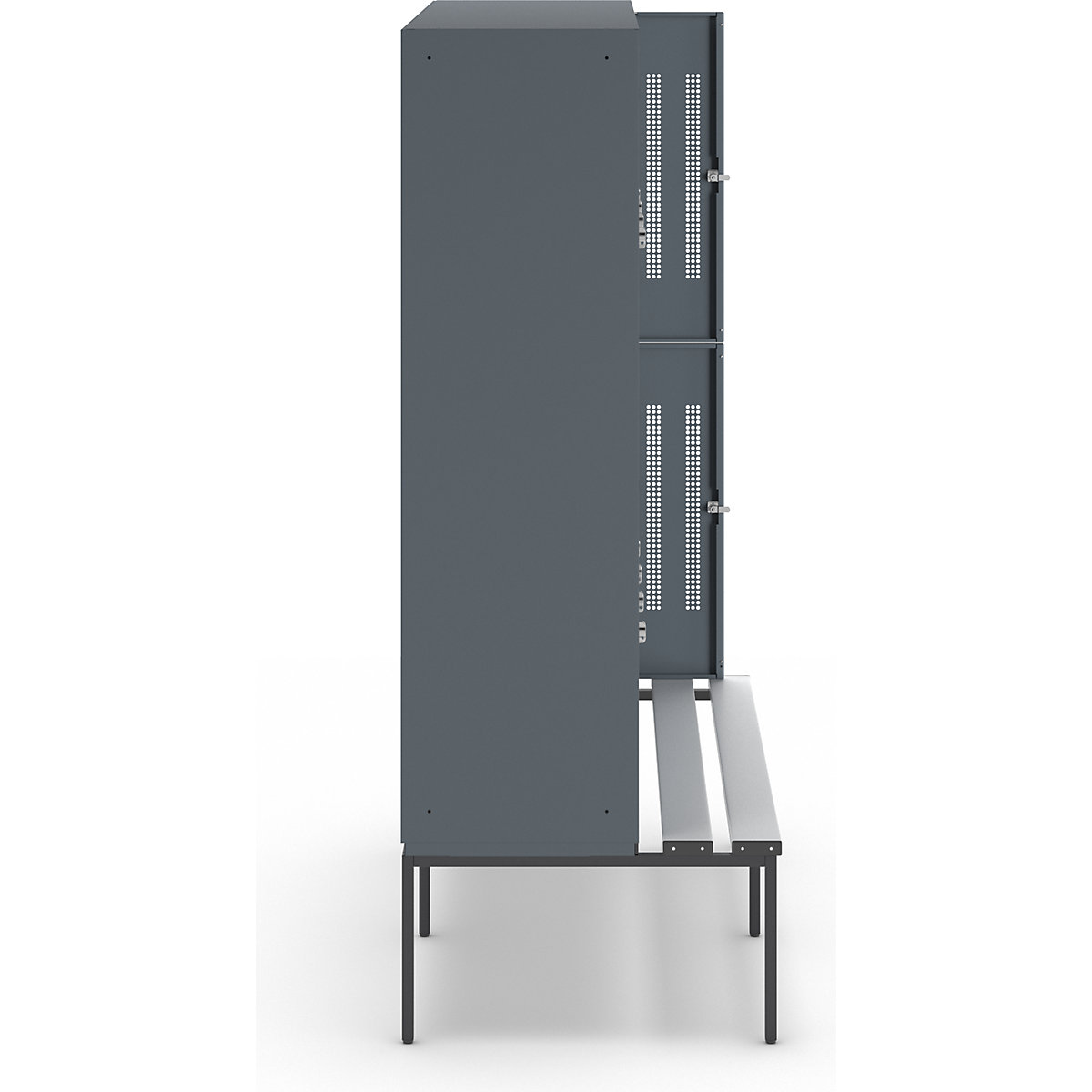 Berlin 1 bench seat double deck clothes locker – Wolf (Product illustration 7)-6