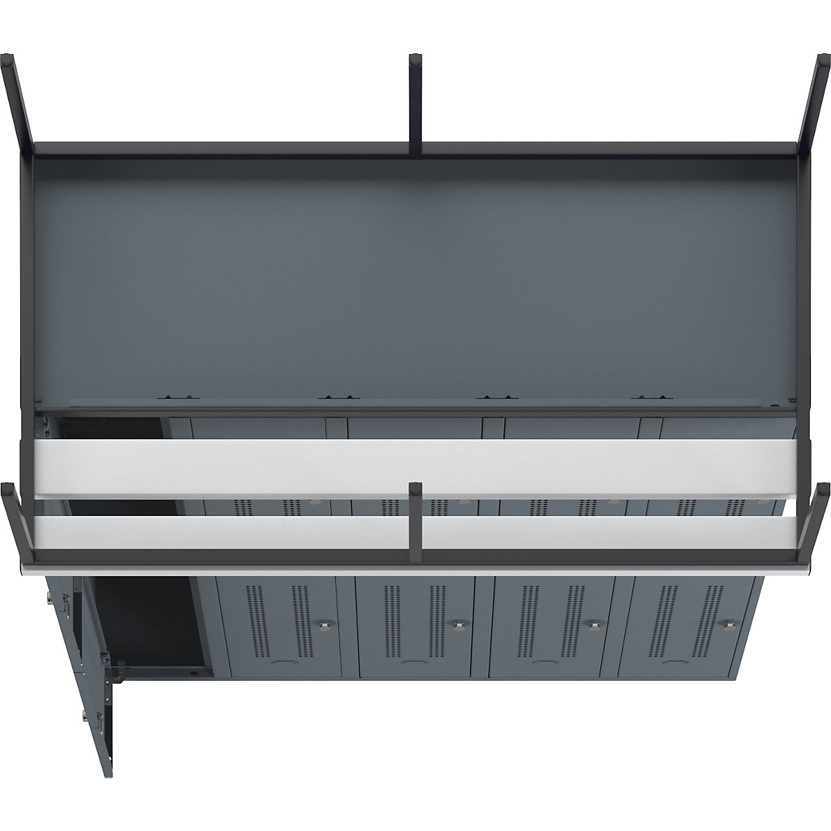 Berlin 1 bench seat double deck clothes locker – Wolf (Product illustration 3)-2