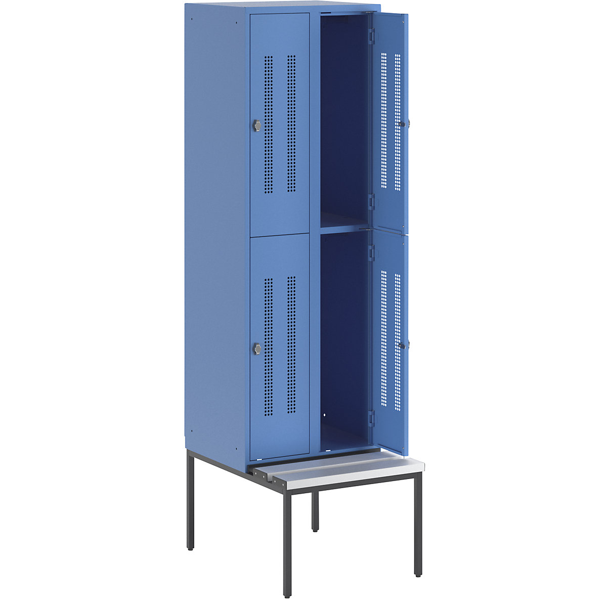 Berlin 1 bench seat double deck clothes locker - Wolf
