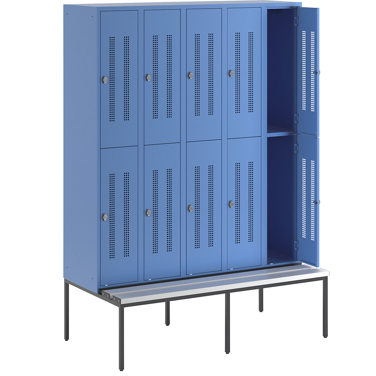 Berlin 1 bench seat double deck clothes locker - Wolf
