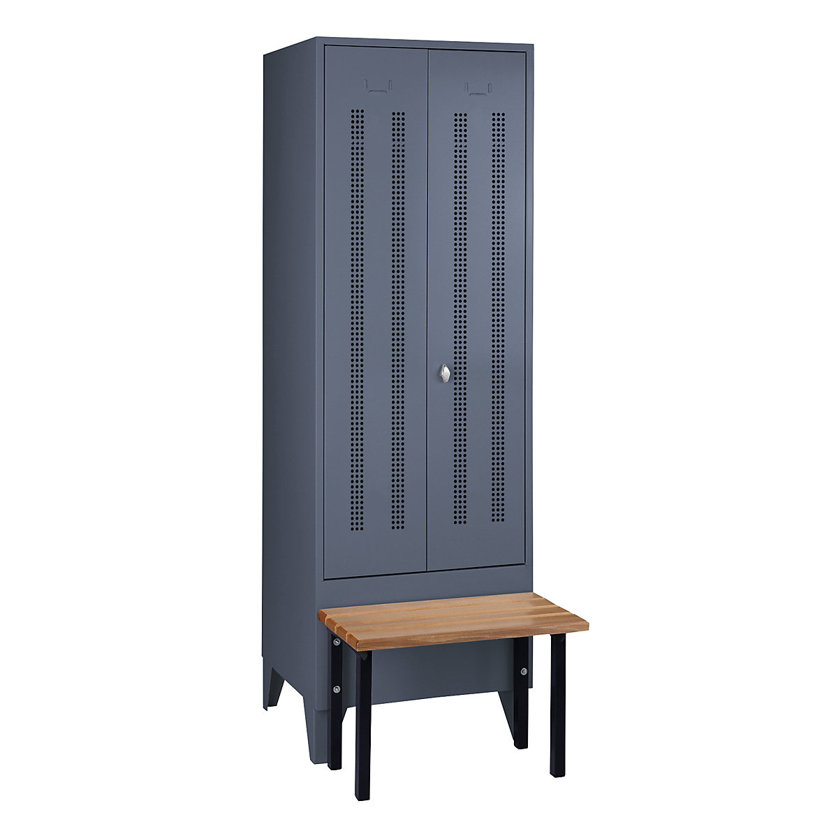 Berlin 1 clean and dirty locker with bench seat – Wolf (Product illustration 2)-1