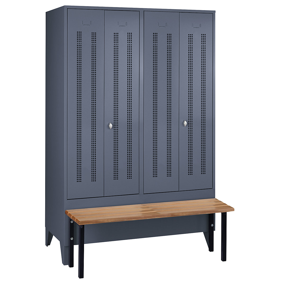 Berlin 1 clean and dirty locker with bench seat – Wolf (Product illustration 2)-1