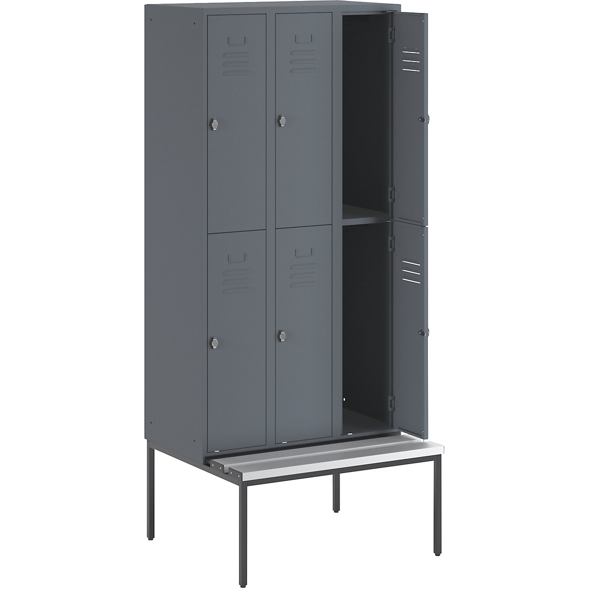 Berlin 2 bench seat double deck clothes locker - Wolf