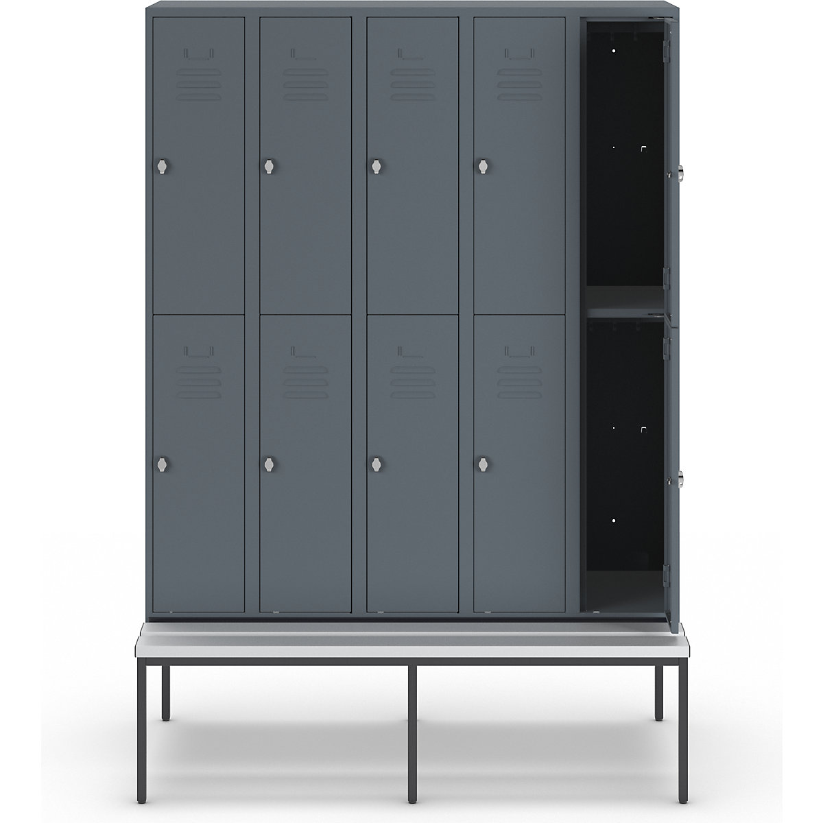 Berlin 2 bench seat double deck clothes locker – Wolf (Product illustration 6)-5