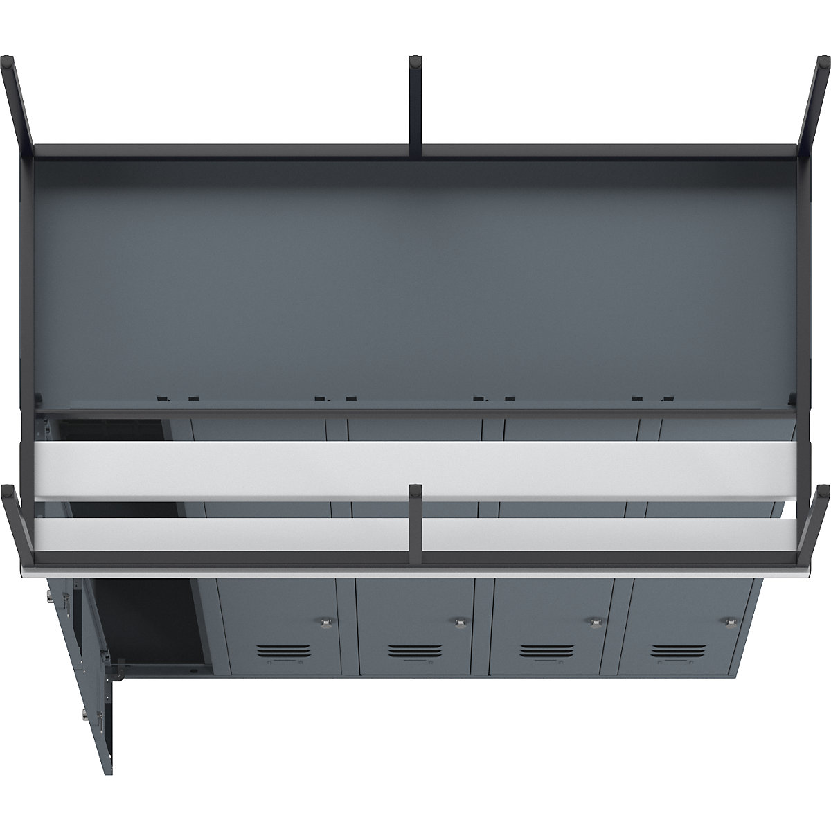 Berlin 2 bench seat double deck clothes locker – Wolf (Product illustration 3)-2