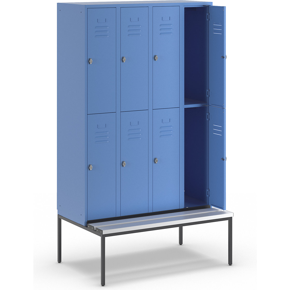 Berlin 2 bench seat double deck clothes locker - Wolf