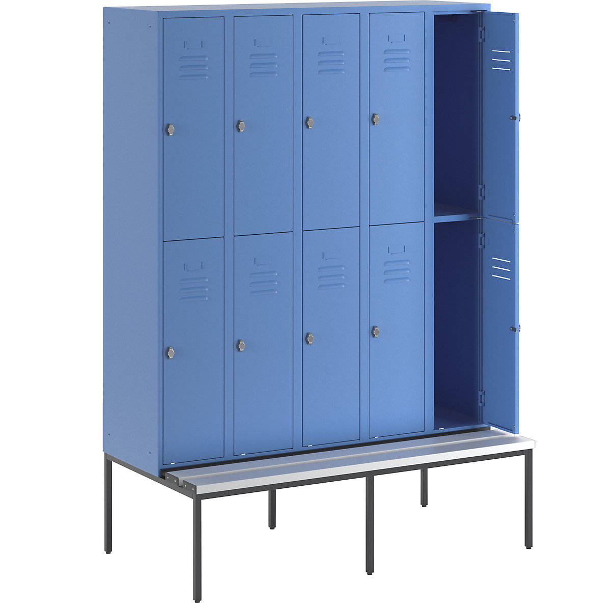 Berlin 2 bench seat double deck clothes locker - Wolf