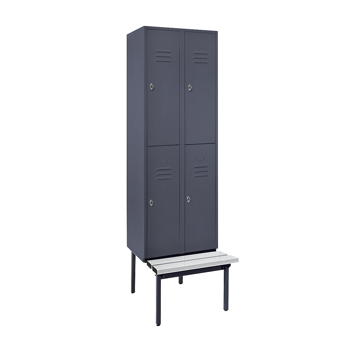 Berlin 2 bench seat double deck clothes locker – Wolf (Product illustration 2)-1