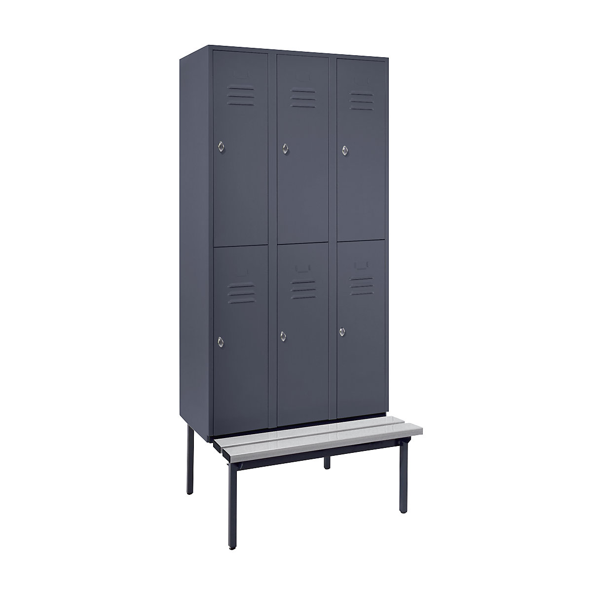Berlin 2 bench seat double deck clothes locker – Wolf (Product illustration 2)-1