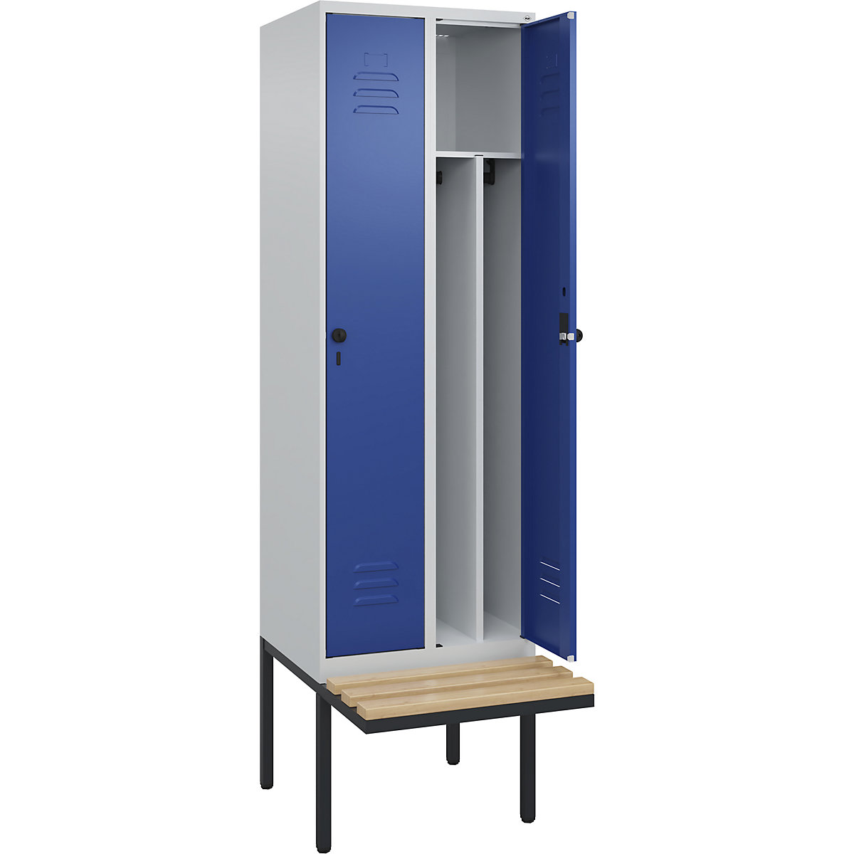 Classic PLUS clean and dirty bench seat clothes locker, narrow - C+P
