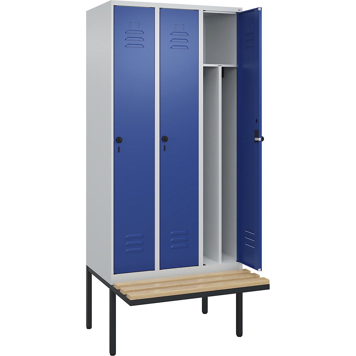 Classic PLUS clean and dirty bench seat clothes locker, narrow - C+P