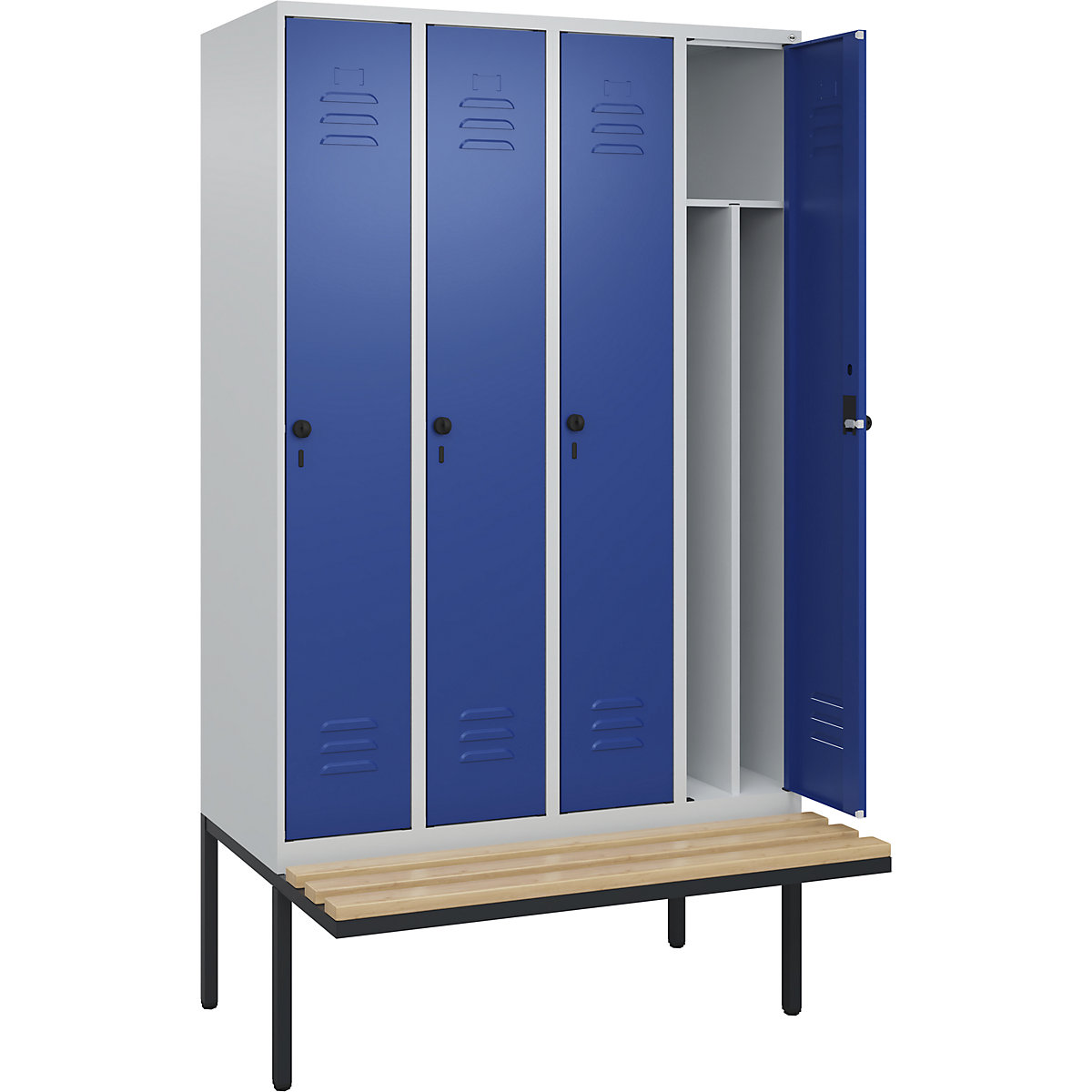 Classic PLUS clean and dirty bench seat clothes locker, narrow - C+P