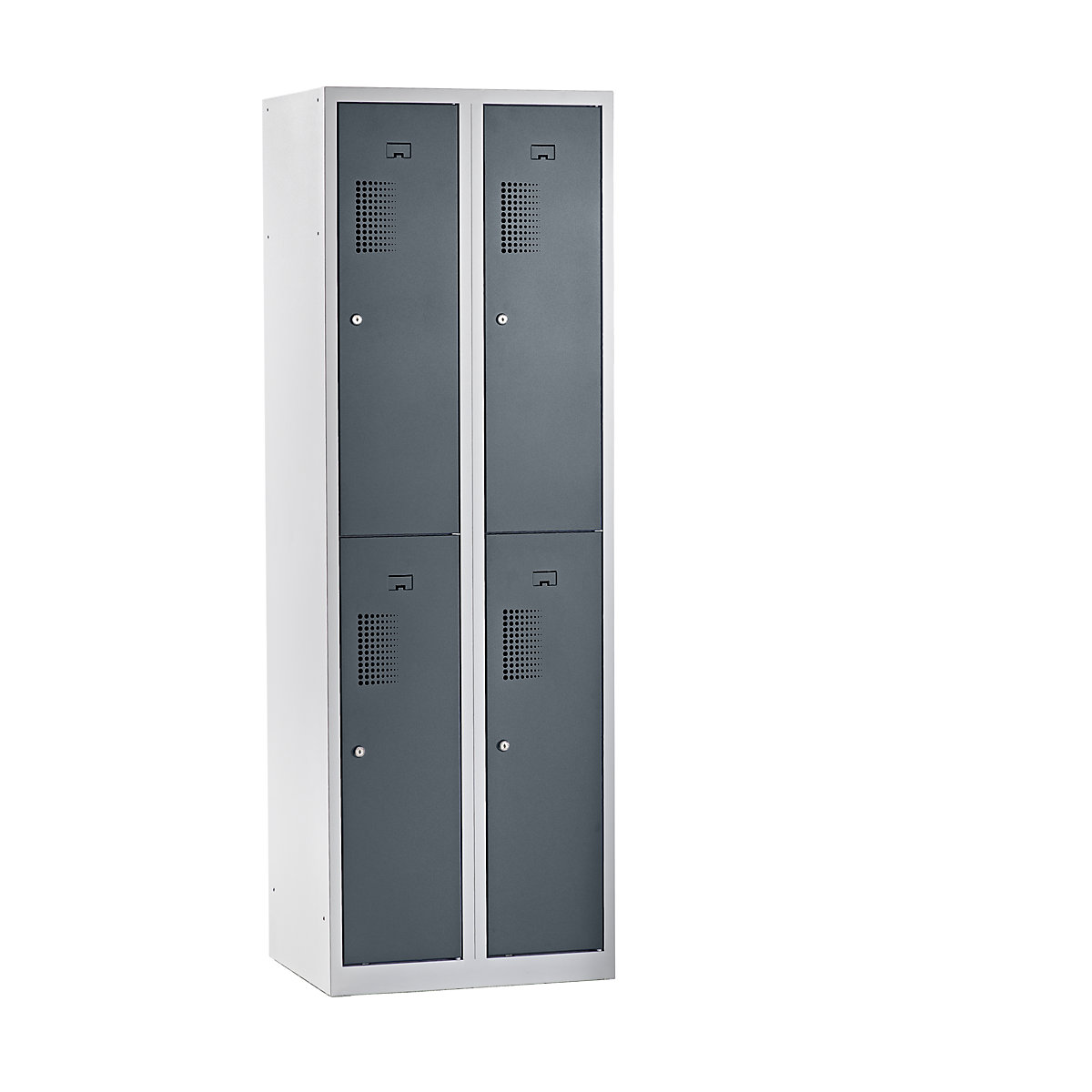 AMSTERDAM cloakroom locker – eurokraft basic, half-height compartments, width 600 mm, 4 compartments, light grey / basalt grey-16
