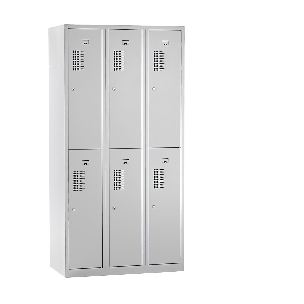 AMSTERDAM cloakroom locker – eurokraft basic, half-height compartments, width 900 mm, 6 compartments, light grey-5