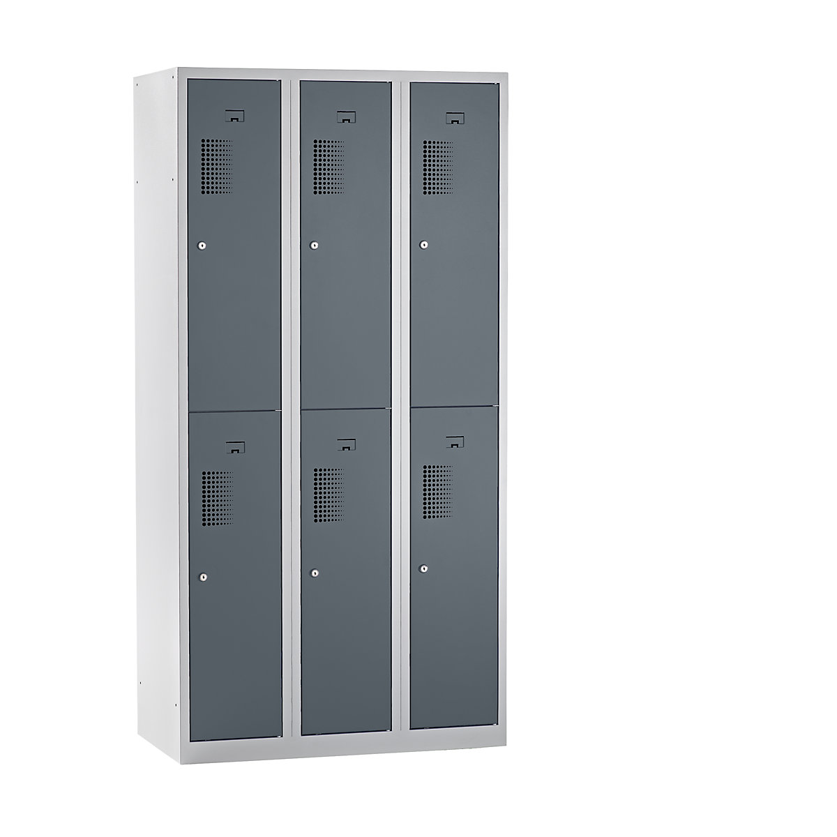 AMSTERDAM cloakroom locker – eurokraft basic, half-height compartments, width 900 mm, 6 compartments, light grey / basalt grey-14