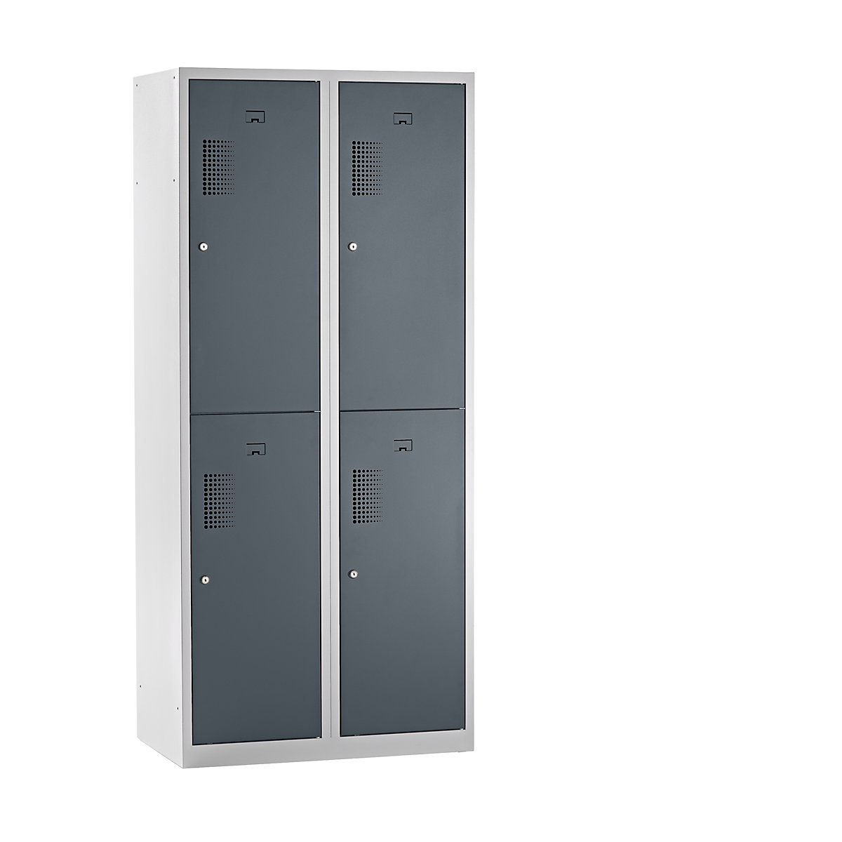 AMSTERDAM cloakroom locker – eurokraft basic, half-height compartments, width 800 mm, 4 compartments, light grey / basalt grey-4