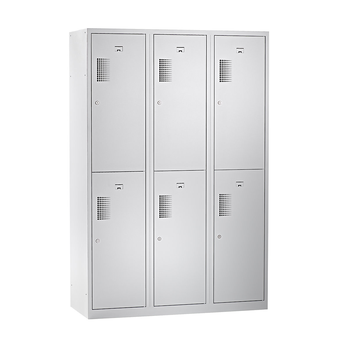 AMSTERDAM cloakroom locker – eurokraft basic, half-height compartments, width 1200 mm, 6 compartments, light grey-13