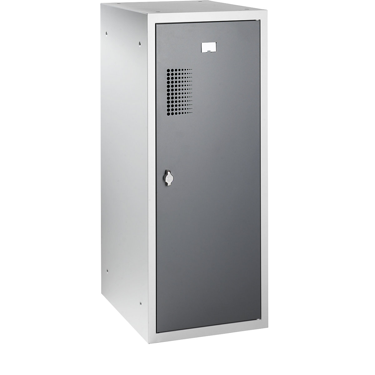 AMSTERDAM combination compartment locker, single module – eurokraft basic, HxWxD 1000 x 400 x 500 mm, with fittings for a padlock, light grey body / basalt grey door-5