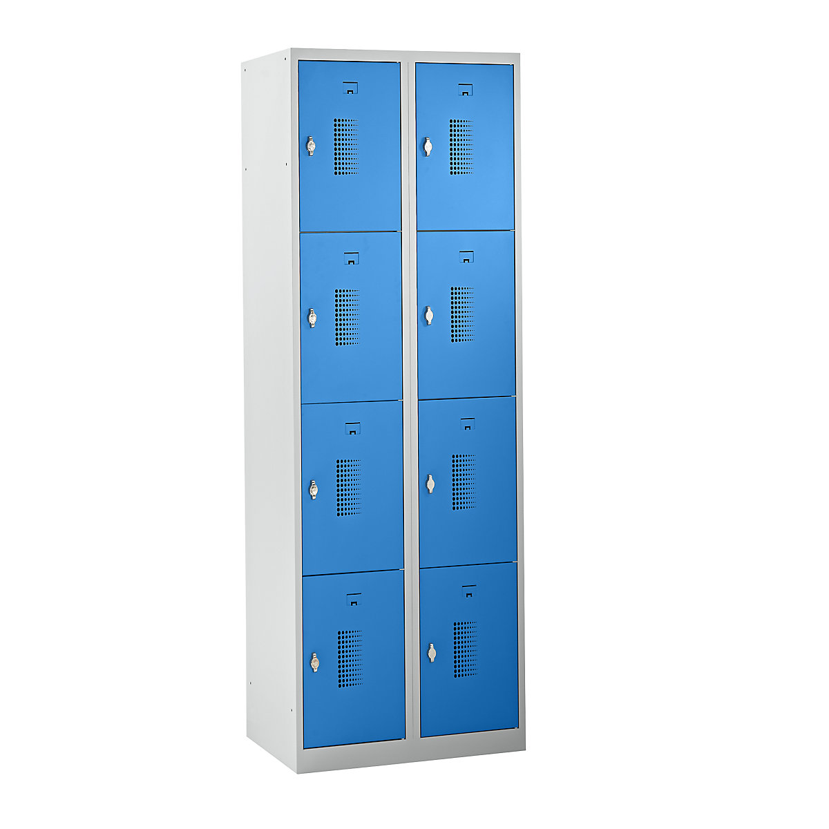 AMSTERDAM compartment locker – eurokraft basic, 2 compartments, width 600 mm, 8 compartments, rotary bolt for padlock, door colour light blue, body in light grey-13