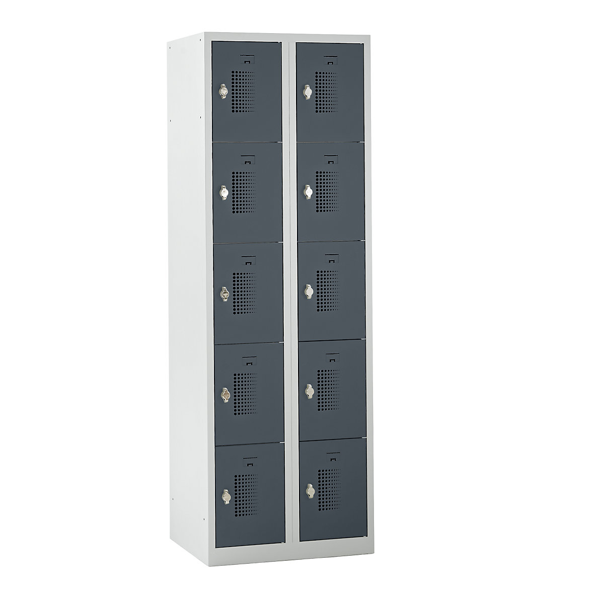 AMSTERDAM compartment locker – eurokraft basic, 2 compartments, width 600 mm, 10 compartments, rotary bolt for padlock, door colour basalt grey, body in light grey-11