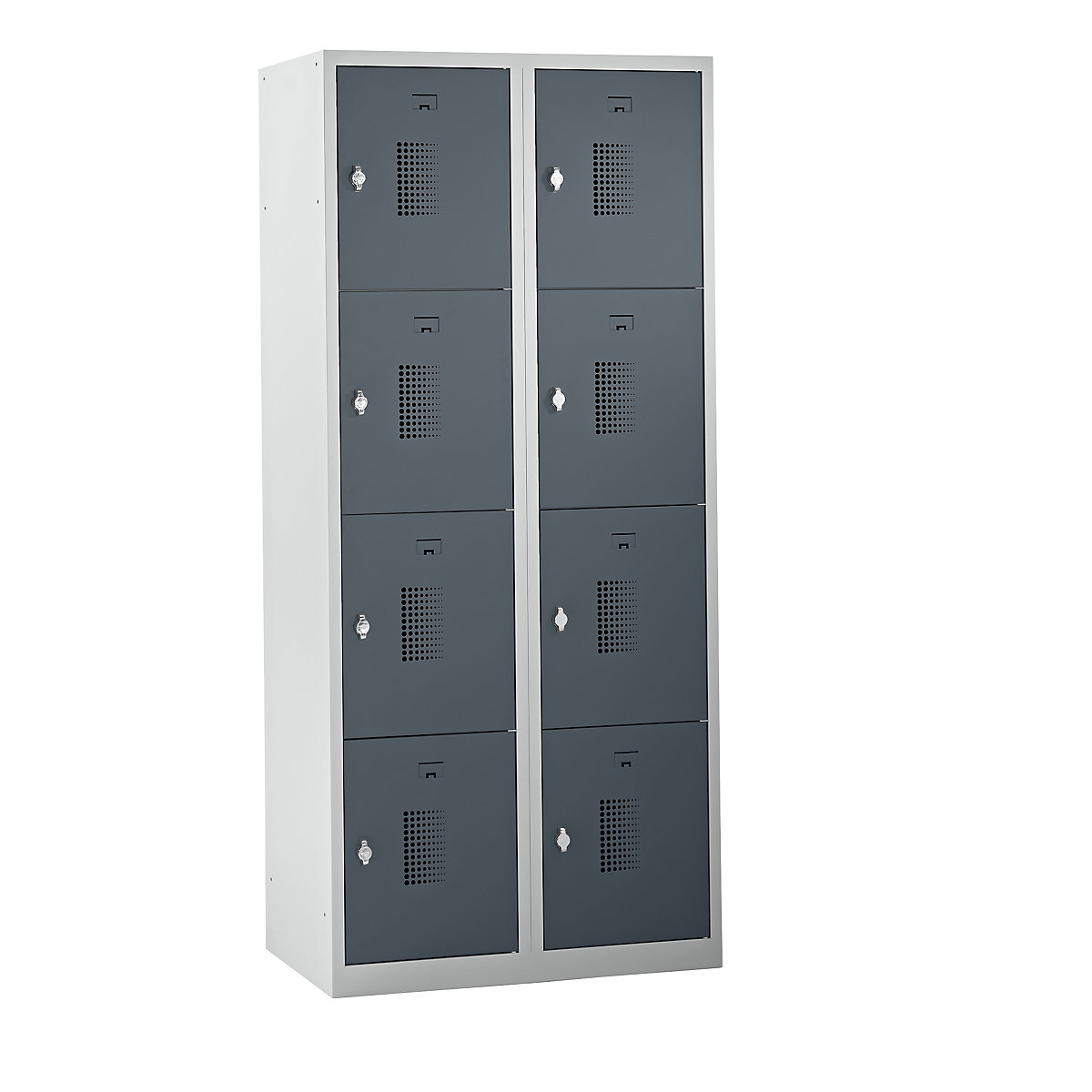 AMSTERDAM compartment locker – eurokraft basic, 2 compartments, width 800 mm, 8 compartments, rotary bolt for padlock, door colour basalt grey, body in light grey-14