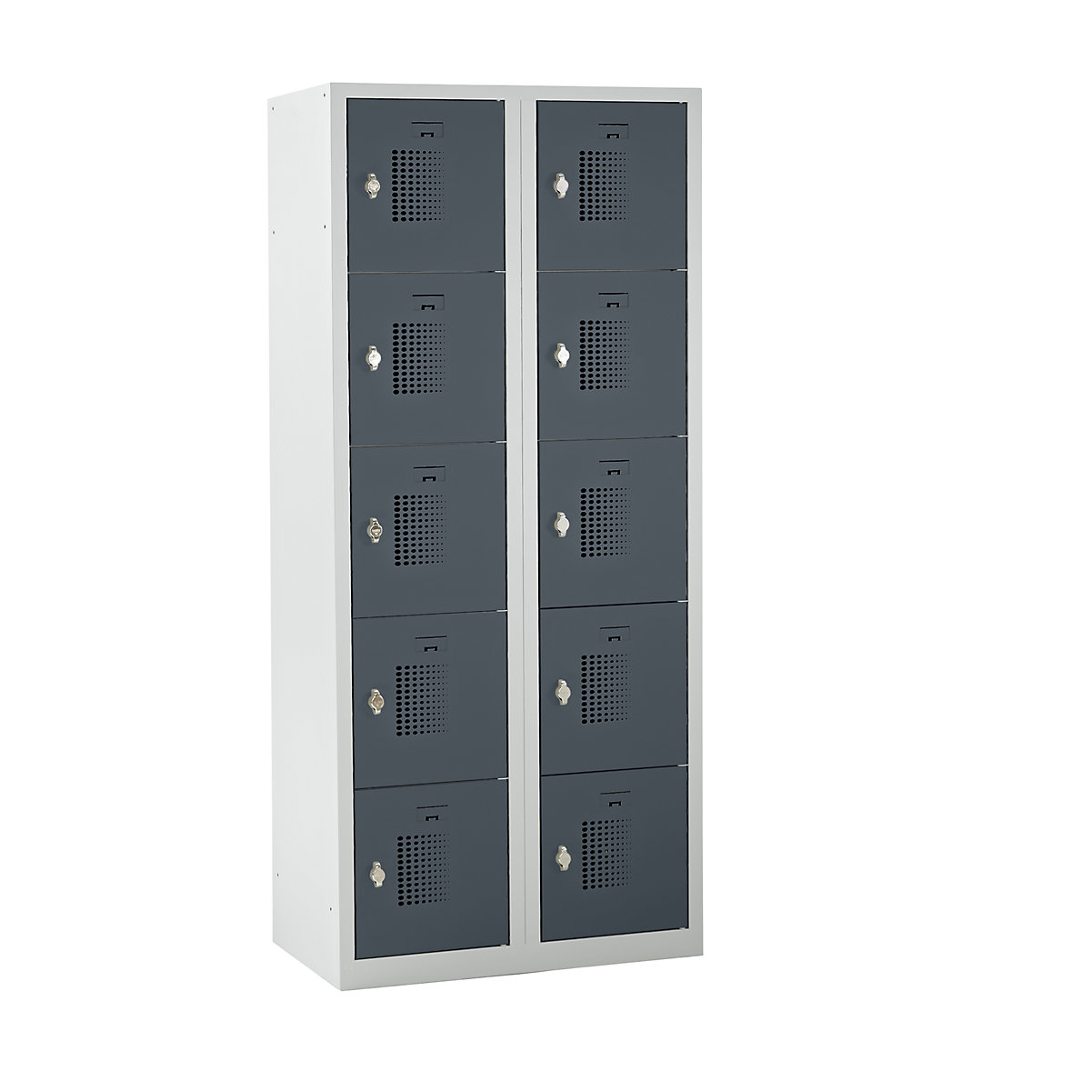 AMSTERDAM compartment locker – eurokraft basic, 2 compartments, width 800 mm, 10 compartments, rotary bolt for padlock, door colour basalt grey, body in light grey-4