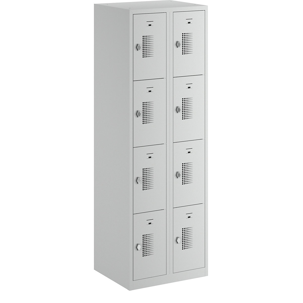 AMSTERDAM compartment locker – eurokraft basic, 2 compartments, width 600 mm, 8 compartments, rotary bolt for padlock, door colour light grey, body in light grey-20