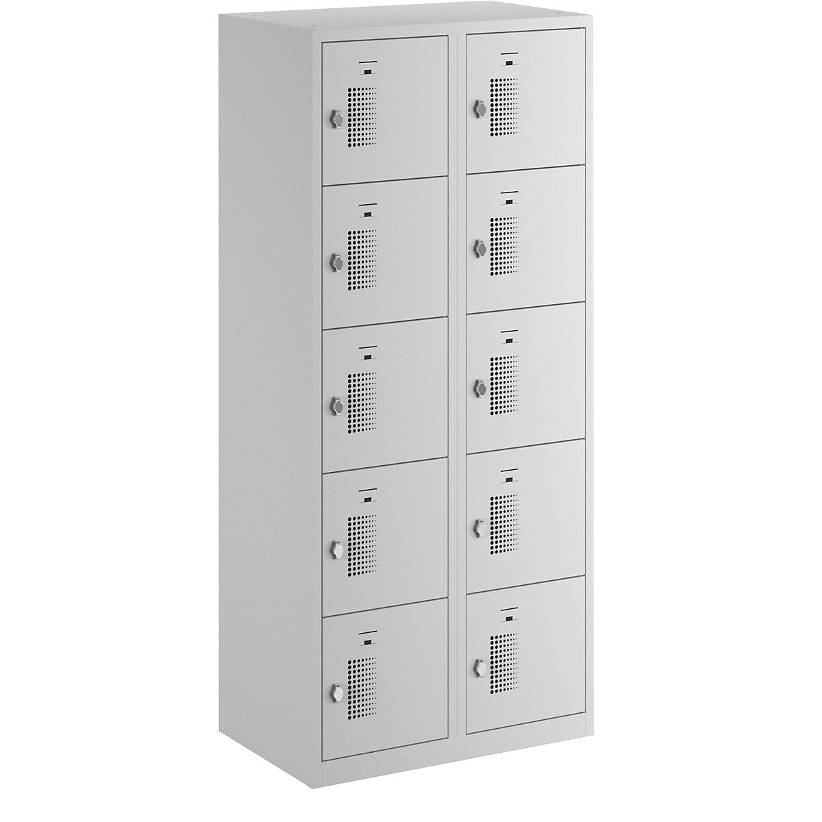 AMSTERDAM compartment locker – eurokraft basic, 2 compartments, width 800 mm, 10 compartments, rotary bolt for padlock, door colour light grey, body in light grey-8