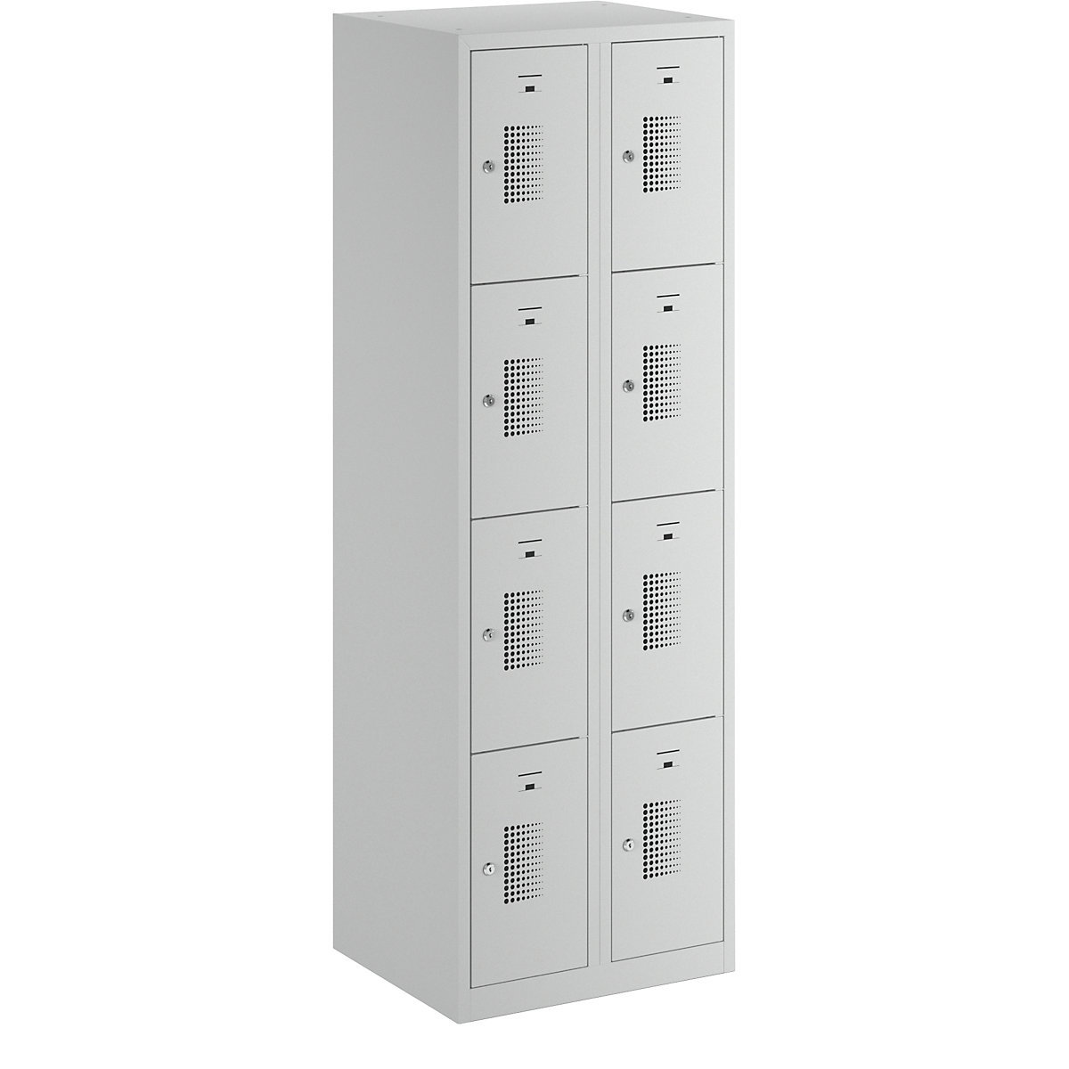 AMSTERDAM compartment locker – eurokraft basic, 2 compartments, width 600 mm, 8 compartments, cylinder lock, completely light grey-24