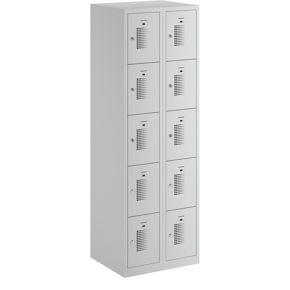 AMSTERDAM compartment locker – eurokraft basic, 2 compartments, width 600 mm, 10 compartments, cylinder lock, completely light grey-22