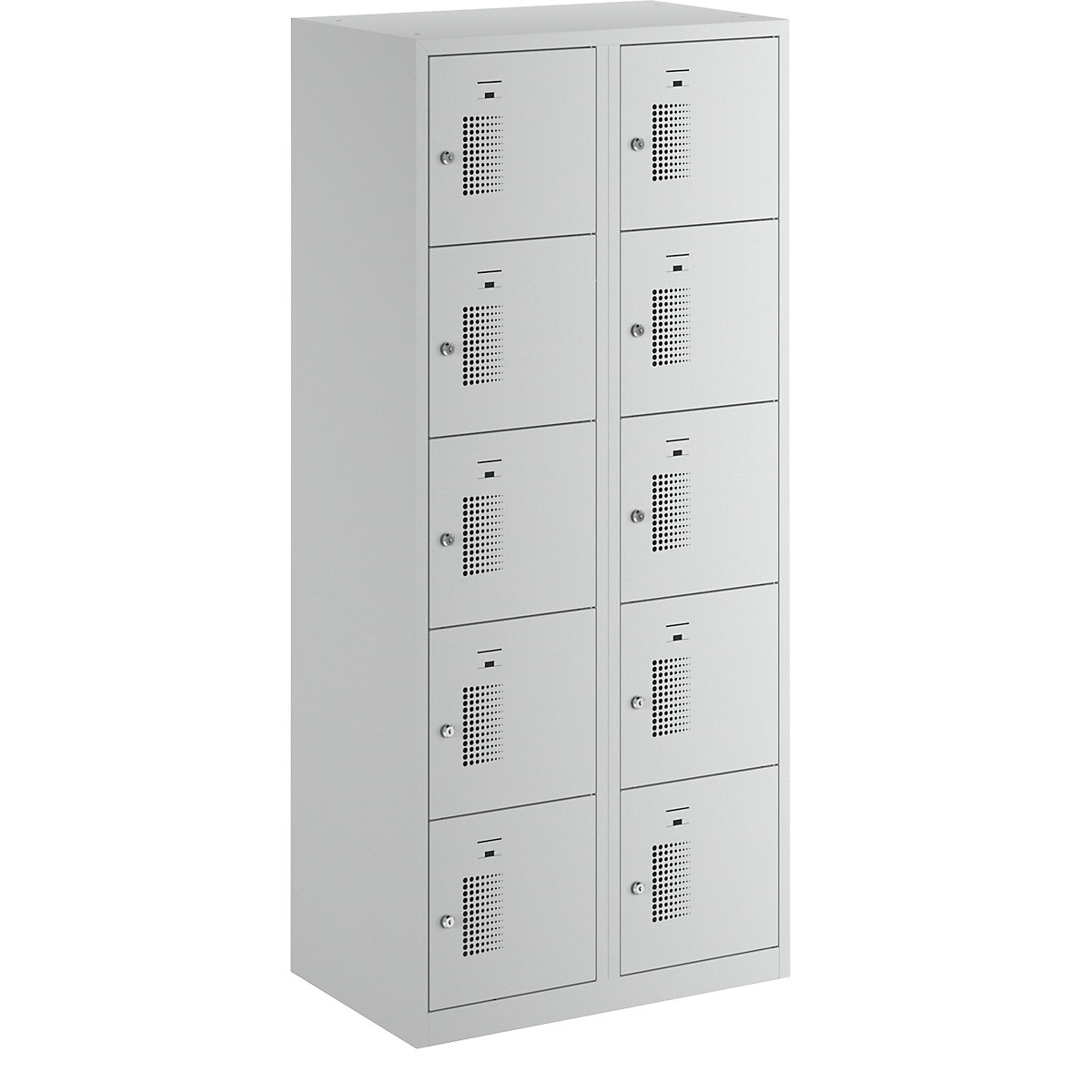 AMSTERDAM compartment locker – eurokraft basic, 2 compartments, width 800 mm, 10 compartments, cylinder lock, completely light grey-21
