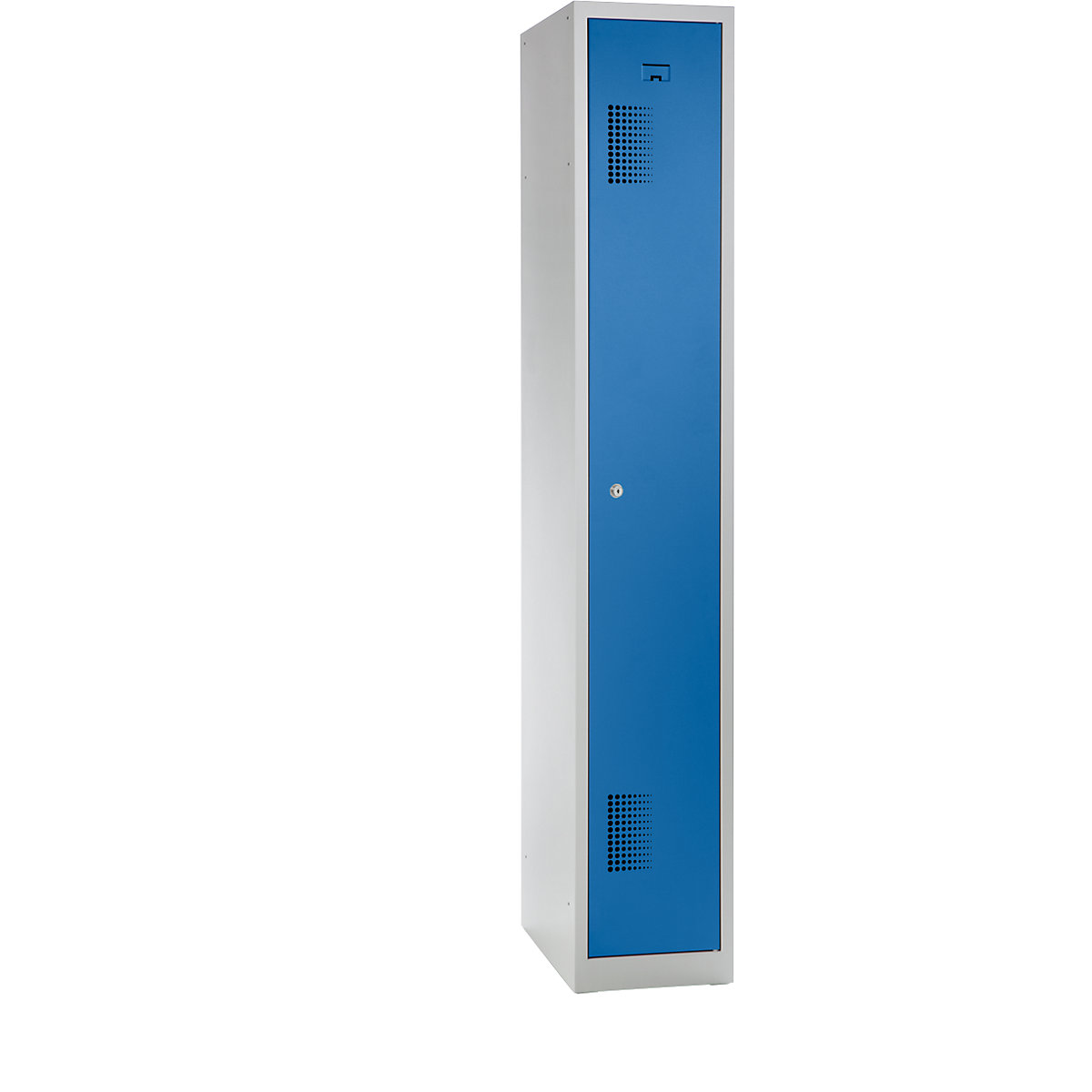 AMSTERDAM steel locker – eurokraft basic, 1 hat shelf, 1 clothes rail, cylinder lock, door colour light blue-3
