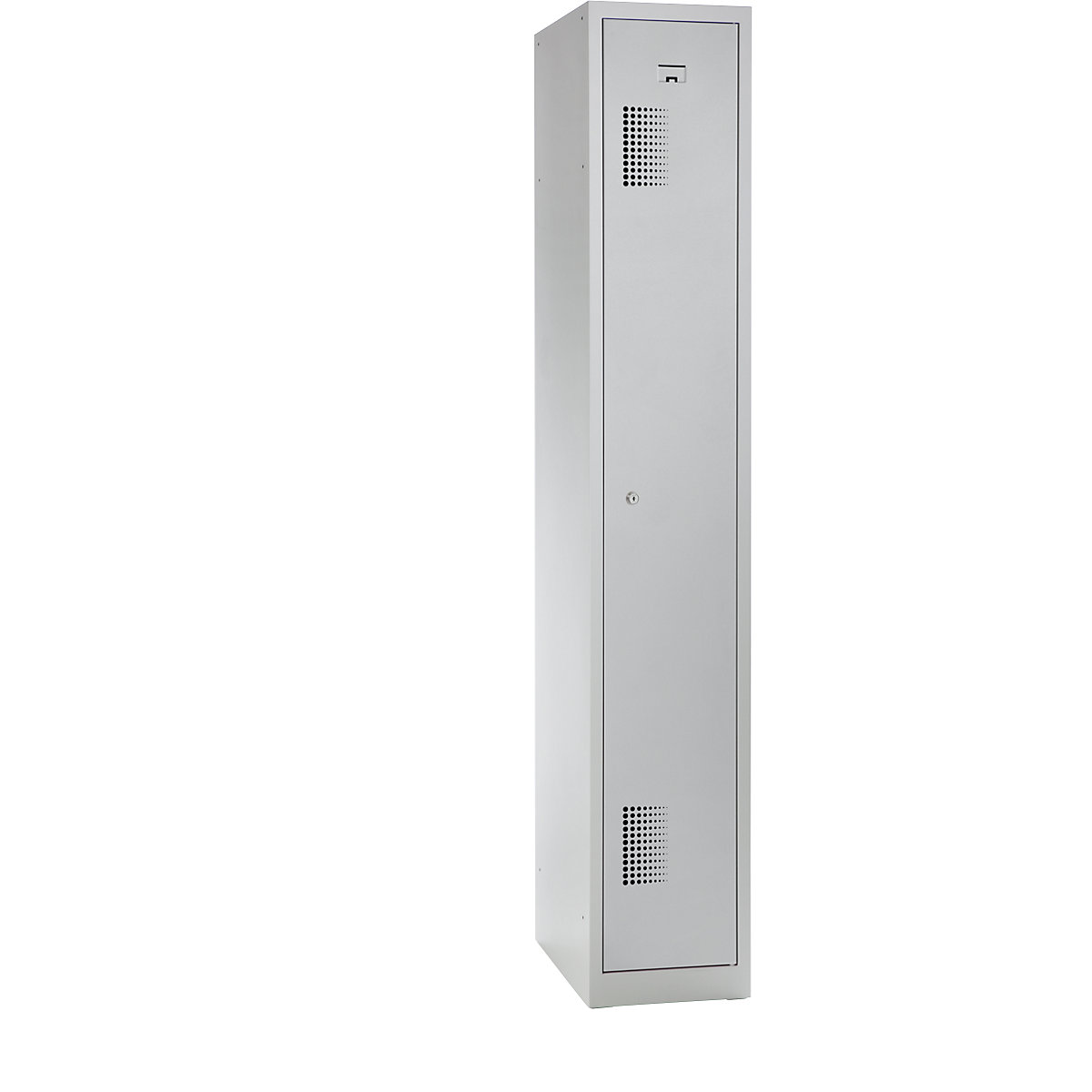 AMSTERDAM steel locker – eurokraft basic, 1 hat shelf, 1 clothes rail, cylinder lock, door colour light grey-4