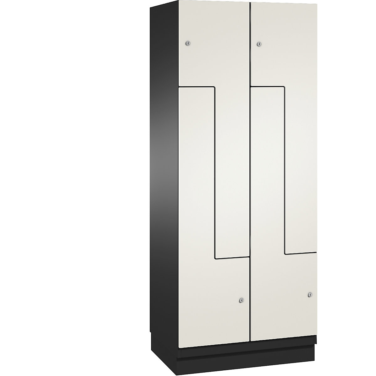 CAMBIO Z cloakroom locker unit – C+P, 2 compartments, width 800 mm, body black grey / door white-2