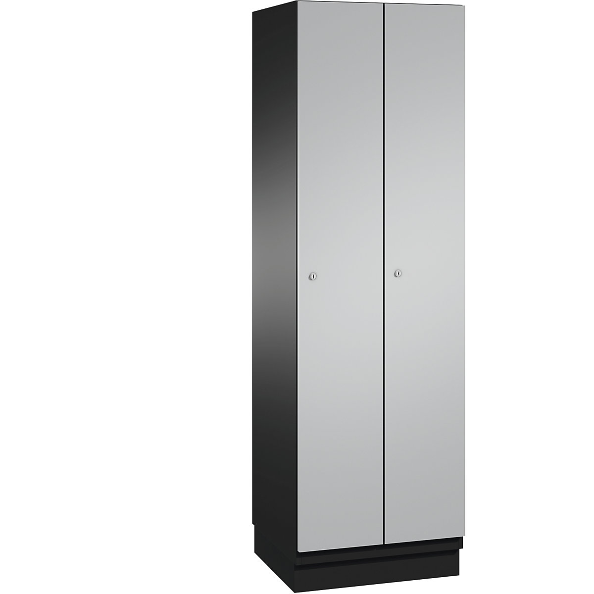 CAMBIO cloakroom locker with sheet steel doors – C+P, 2 compartments, 600 mm wide, body black grey / door white aluminium-4