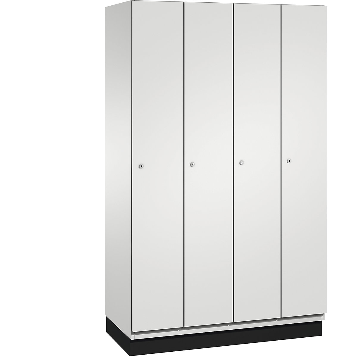 CAMBIO cloakroom locker with sheet steel doors – C+P, 4 compartments, 1200 mm wide, body light grey / door light grey-3